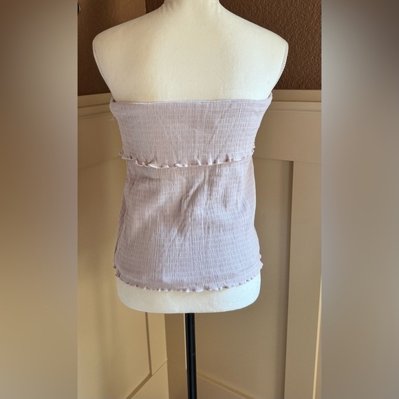 Free People Purple Smocked Ruffled Crop Top - Picture 2 of 9